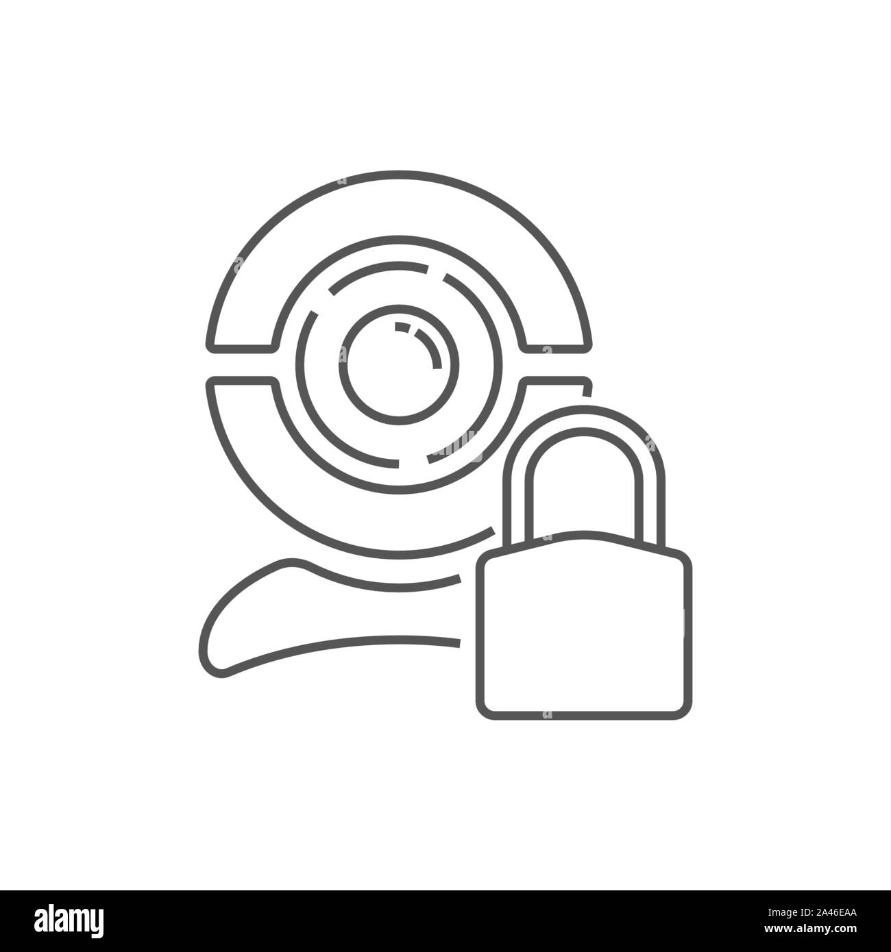 Immagine di una fotocamera web su uno sfondo bianco. Icona Linea per siti web e applicazioni. EPS 10 Illustrazione Vettoriale