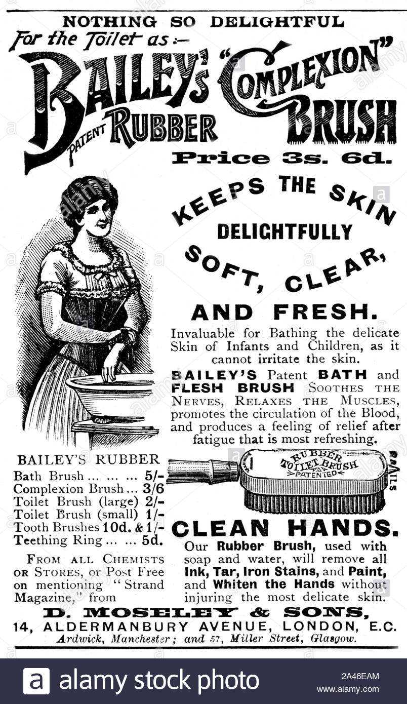 Era Vittoriana, Bailey in gomma della spazzola del colorito, vintage pubblicità dal 1896 Foto Stock
