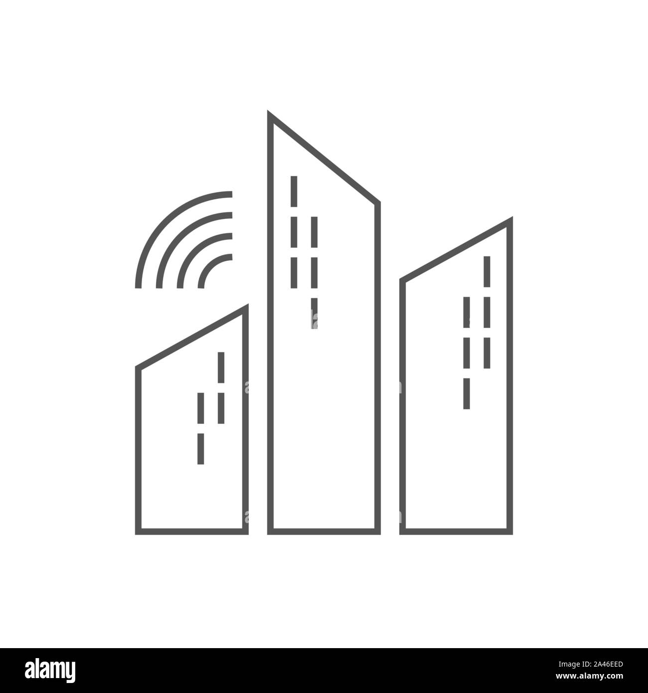 Il concetto di smart city. Lo sviluppo di Internet delle cose. Icona Linea per siti web e applicazioni. EPS 10 Illustrazione Vettoriale