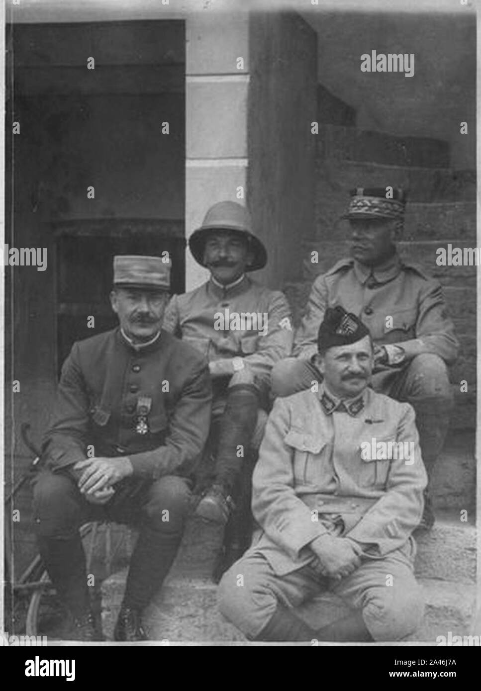 Florina (septembre 1916)Eksisu Le général Cordonnier le colonnello Jacquemot chef d'état-major le tenente-colonnello Franc et la capitaine Feburel. Foto Stock