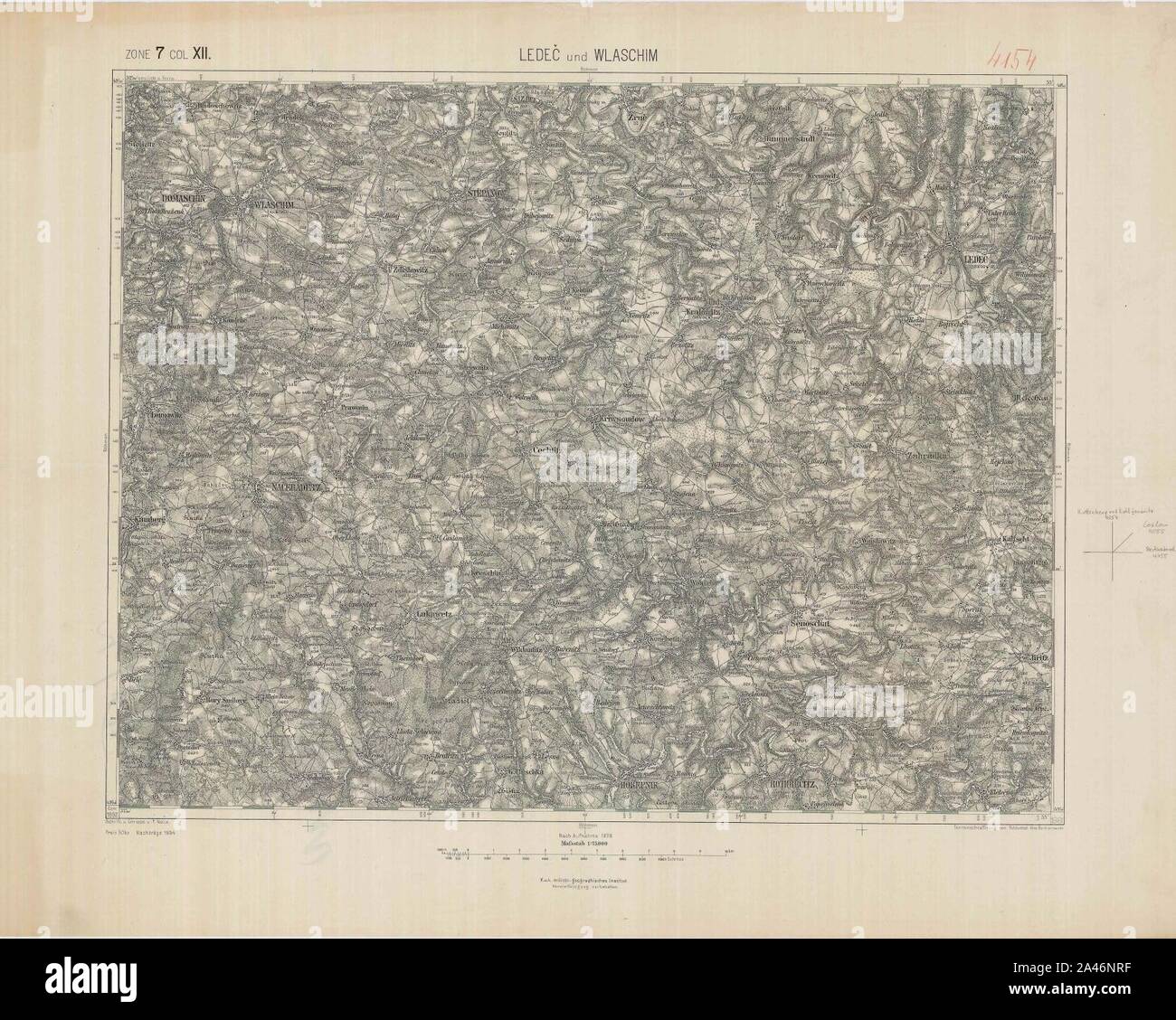 File-Spezialkarte 4154 Ledeč und Wlaschim 300 dpi slr klein. Foto Stock