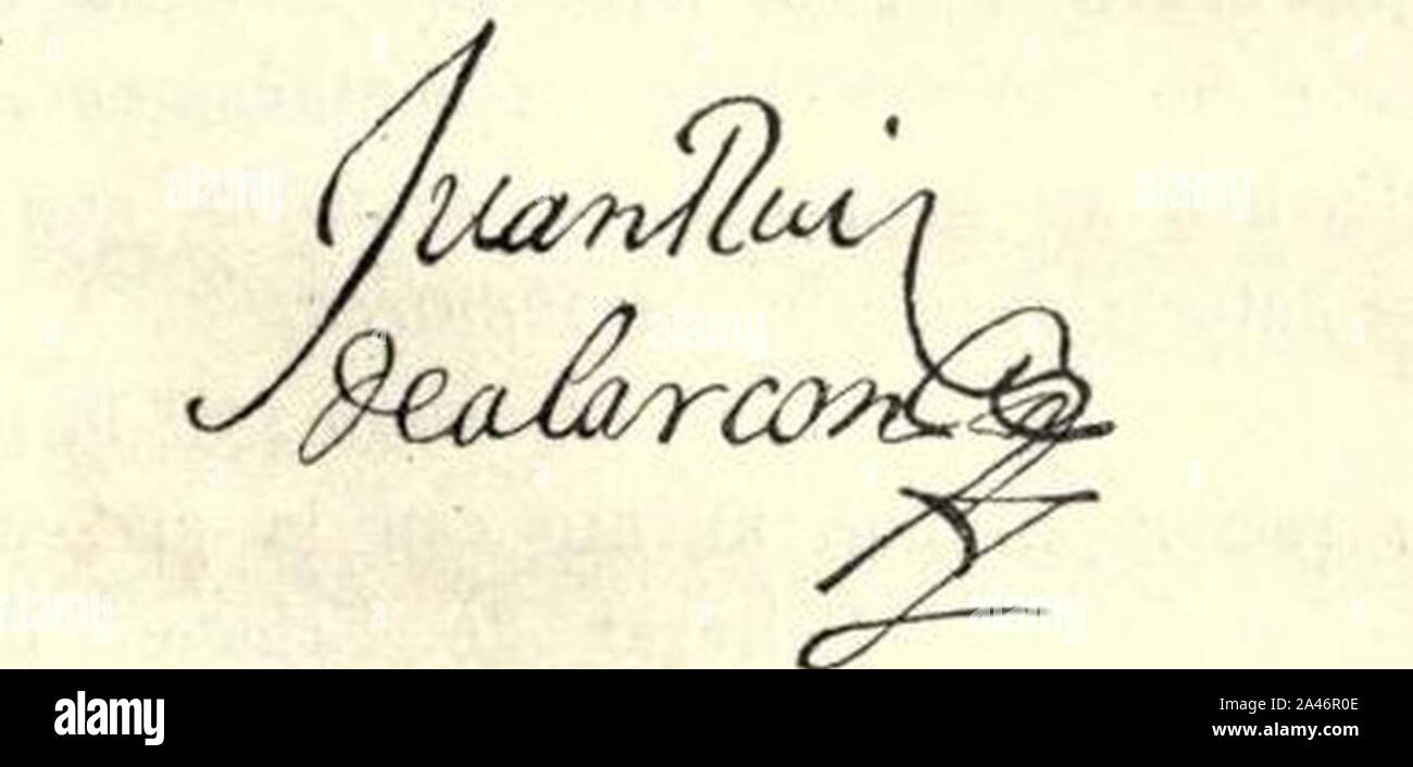 Firma de Juan Ruiz de Alarcón. Foto Stock