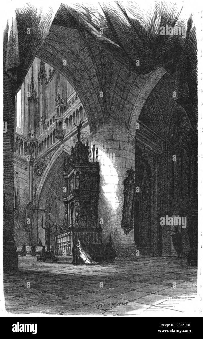 Faust di Gounod atto 4 scena 3 design by Cambon - Essai sur l' Histoire du Theatre p553. Foto Stock