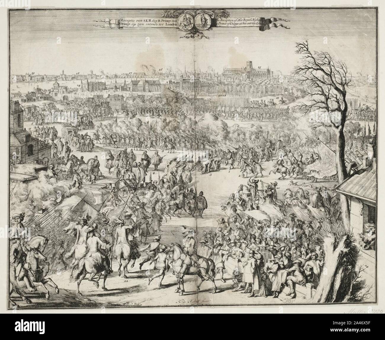Feestelijk ontvangst van Willem III van Oranje bij zijn te intrede Londen, 29 dicembre 1688. Foto Stock