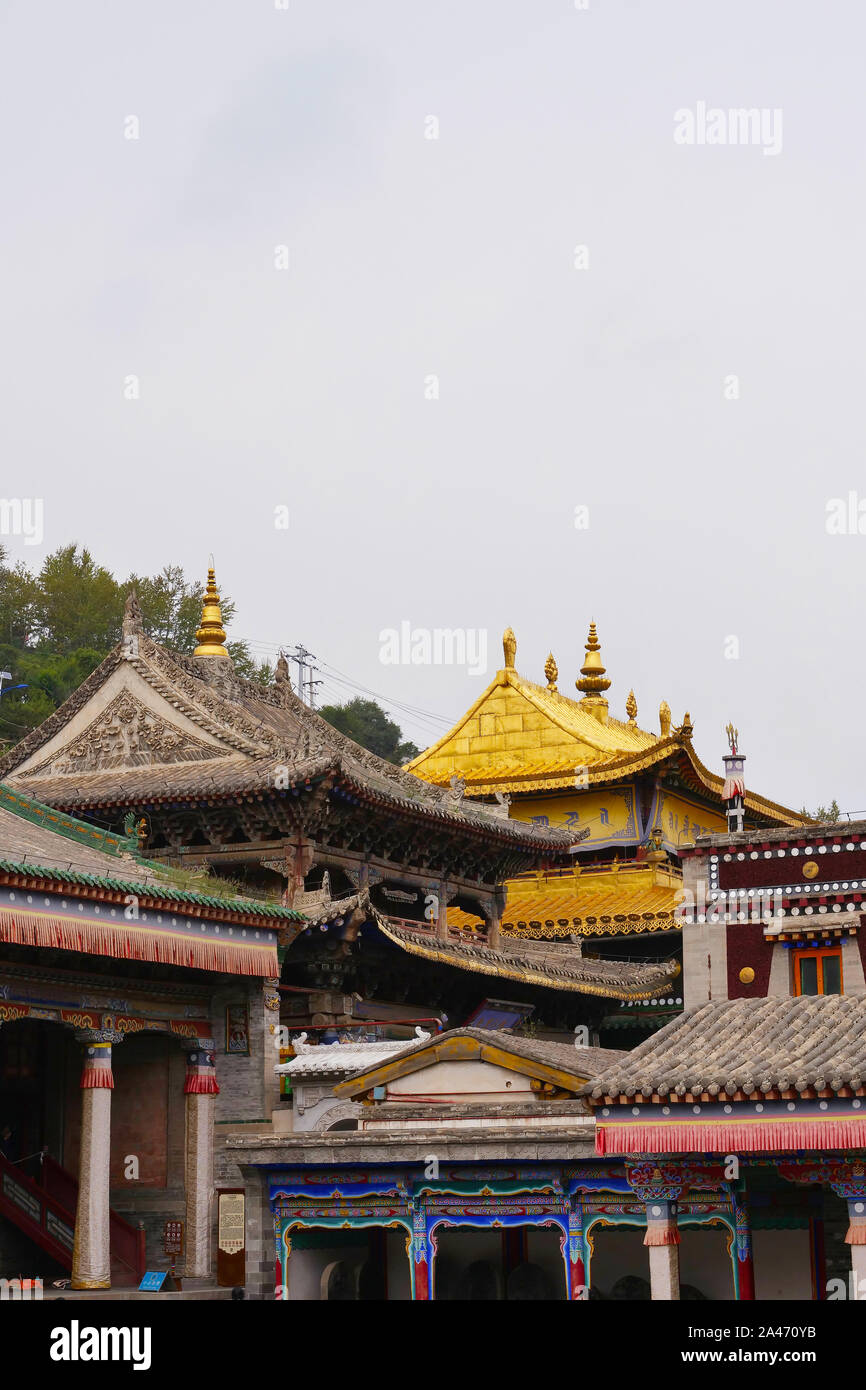Monastero di Kumbum, Ta'er un tempio del buddismo tibetano monastero nella contea di Huangzhong, Xining Qinghai in Cina. Foto Stock