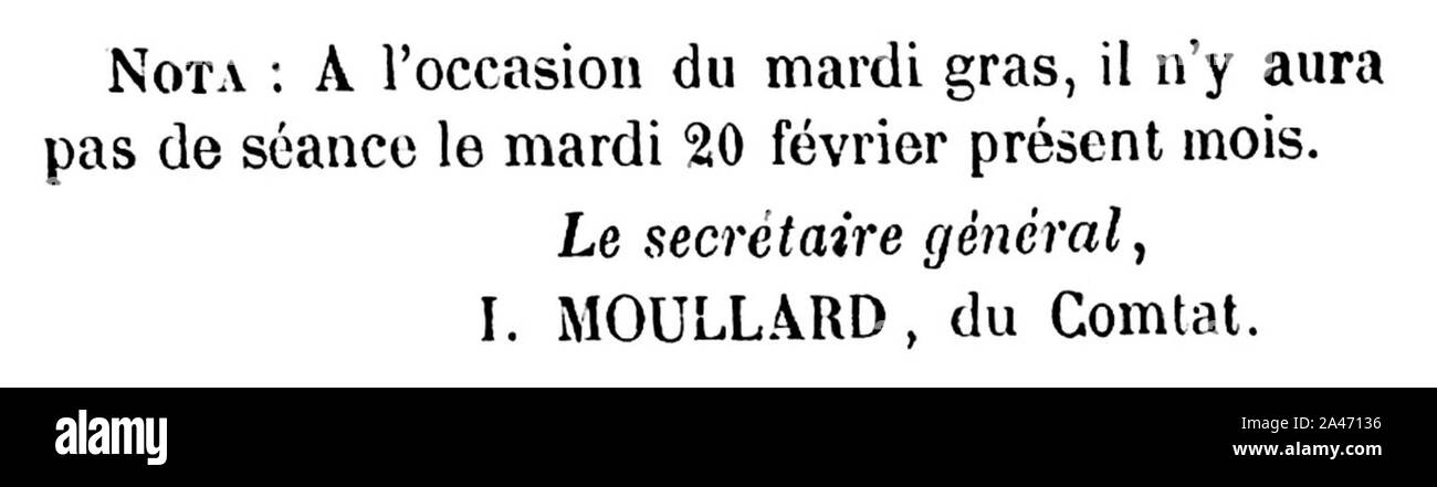 Fin du compte-Rendu de la Réunion de la Société libre des beaux-arts du 6 février 1855 - Revue des beaux-arts 1855. Foto Stock