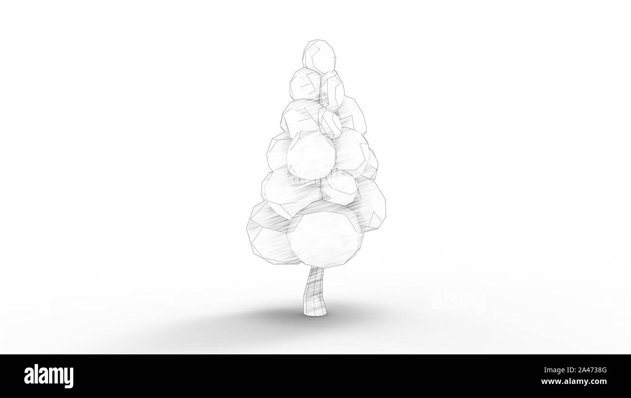 3D rendering di cartoon alberi isolati in bianco di sfondo per studio Foto Stock