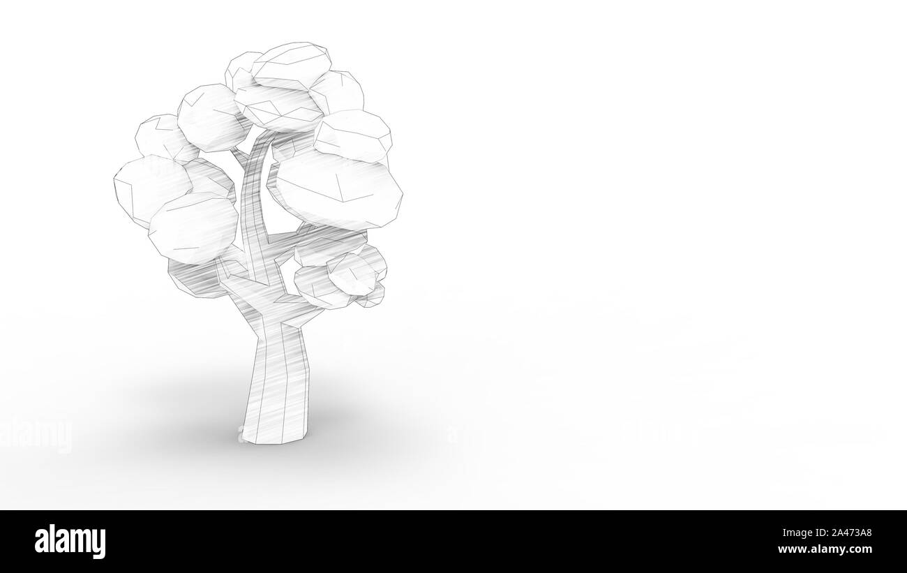 3D rendering di cartoon alberi isolati in bianco di sfondo per studio Foto Stock