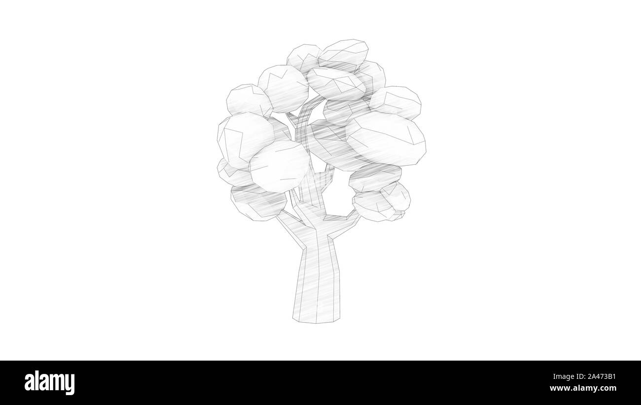 3D rendering di cartoon alberi isolati in bianco di sfondo per studio Foto Stock