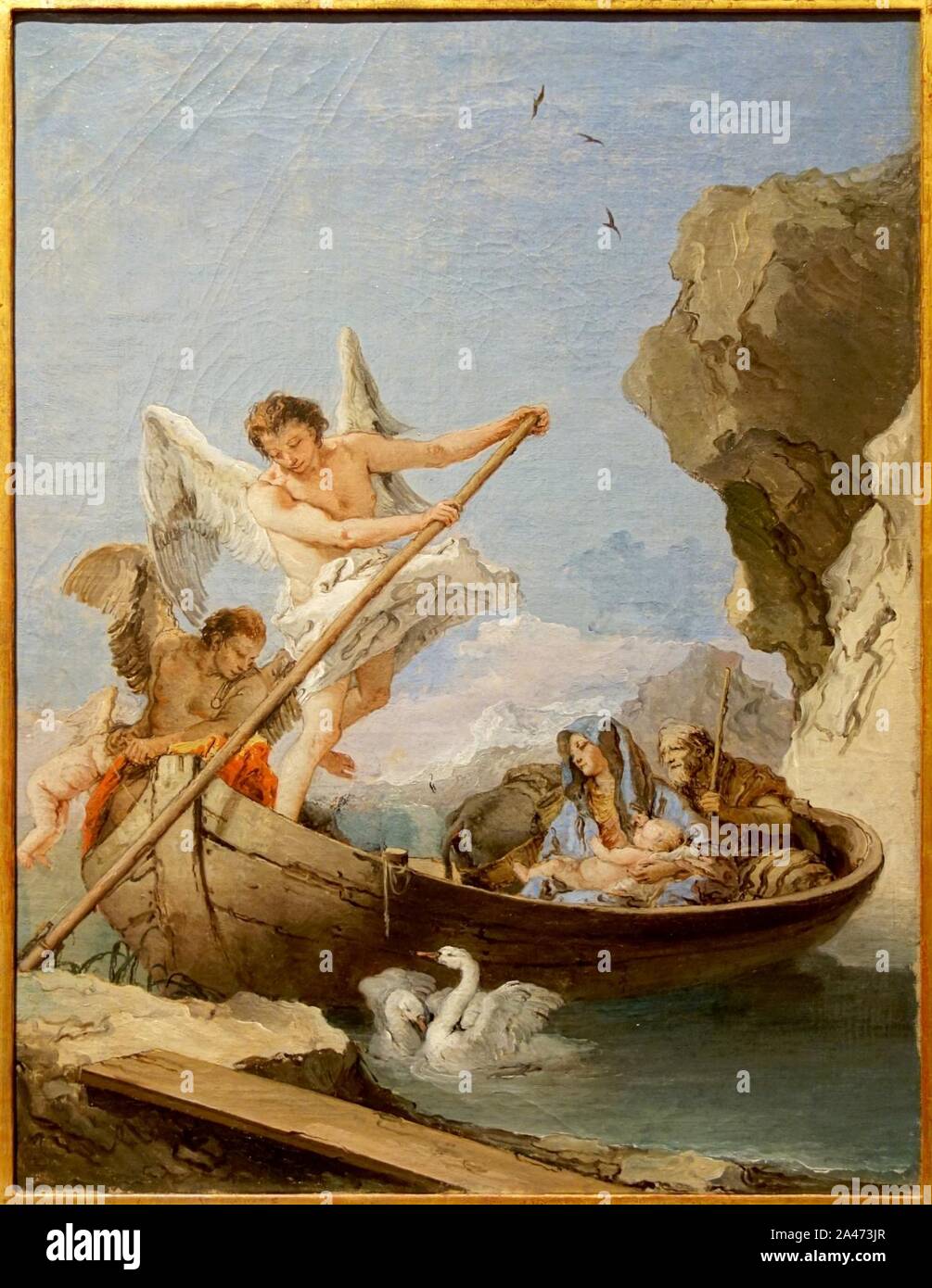 La fuga in Egitto (Giambattista Tiepolo). Foto Stock