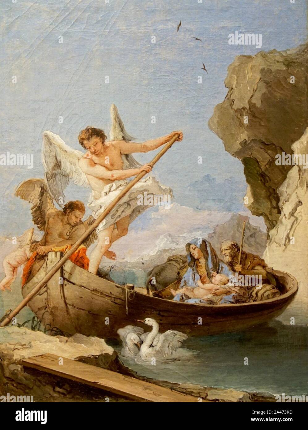 La fuga in Egitto (Giambattista Tiepolo) (ritagliate). Foto Stock