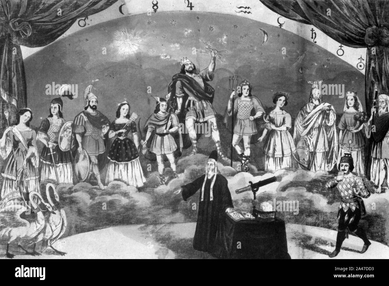Fastnachtsspiel Griechischer Götterhilmmel Altdorf-Weingarten 1857. Foto Stock