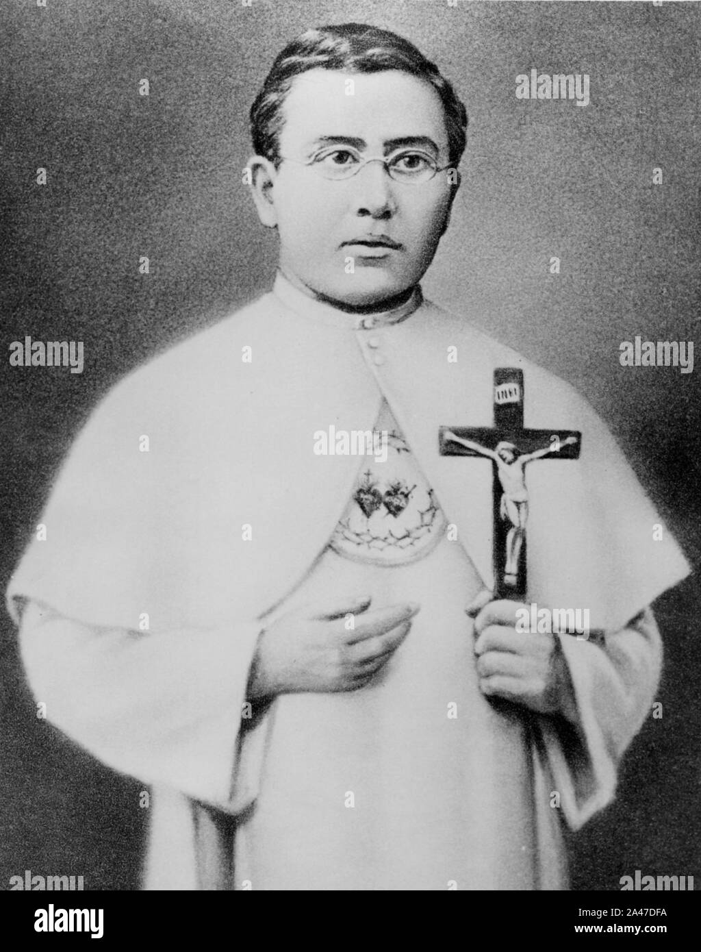 Padre Damiano come un seminarista in Francia, intorno al 1863. Foto Stock