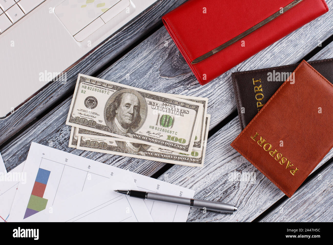 Dollari americani in primo piano. Foto Stock