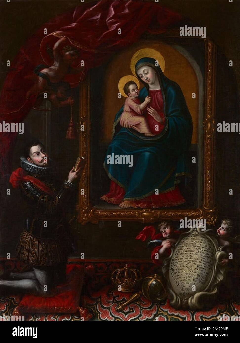 Felipe III rezando ante Nuestra Señora del Consuelo (Convento de Los Padres Capuchinos de El Pardo). Foto Stock