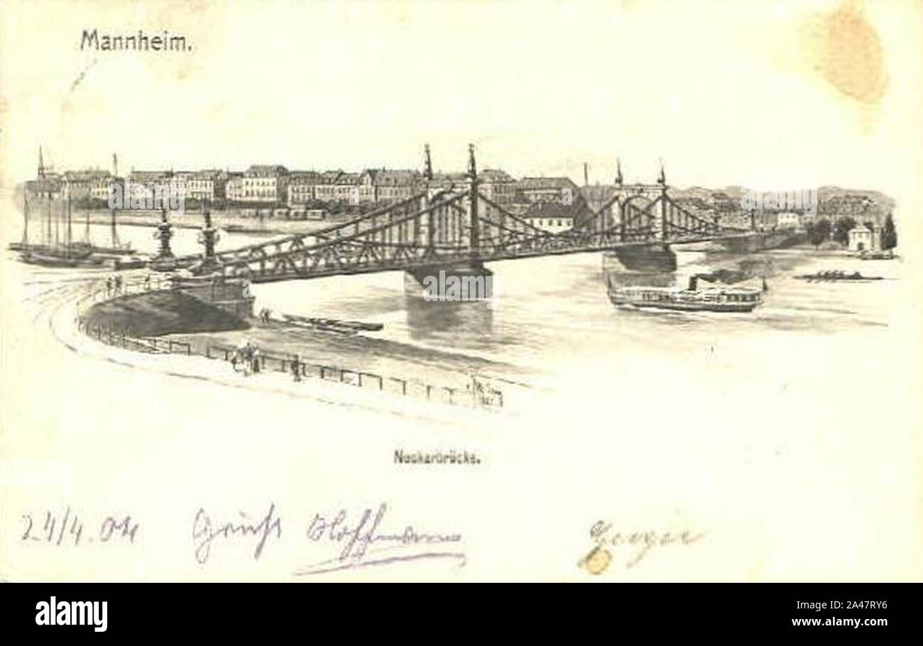 Felle Mannheim Neckarbrücke. Foto Stock
