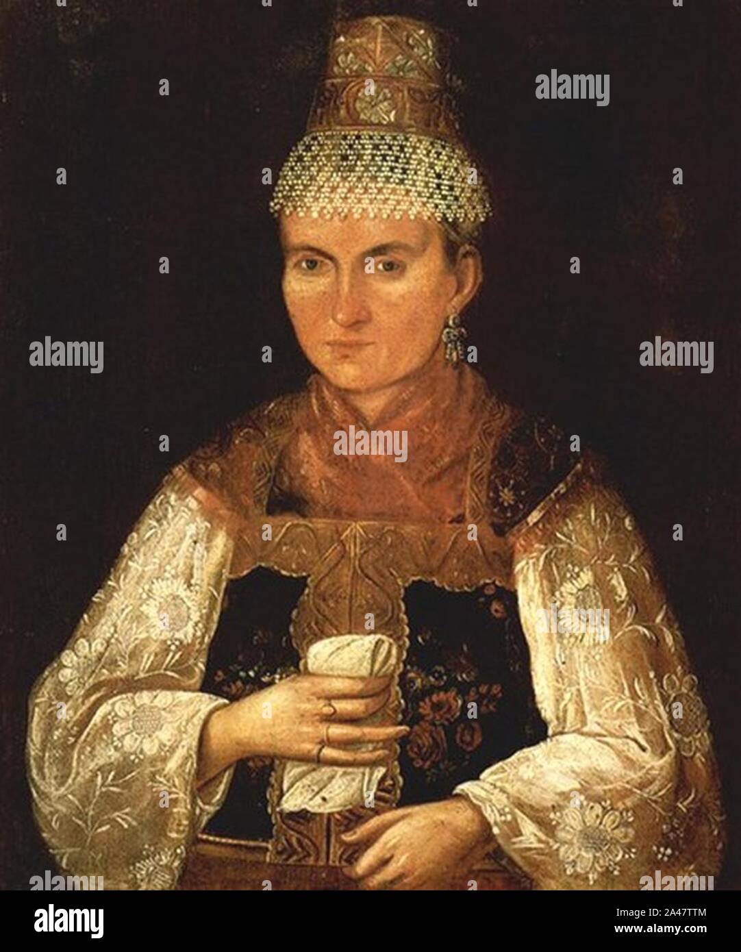 Femmina in abito russo da anonim (19 c.). Foto Stock