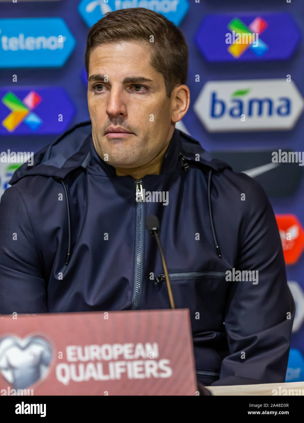 12 ottobre 2019 Robert Moreno head coach della Spagna partecipa alla conferenza stampa al Campionato Europeo 2020 qualifica round gruppo F tra la Norvegia un Foto Stock