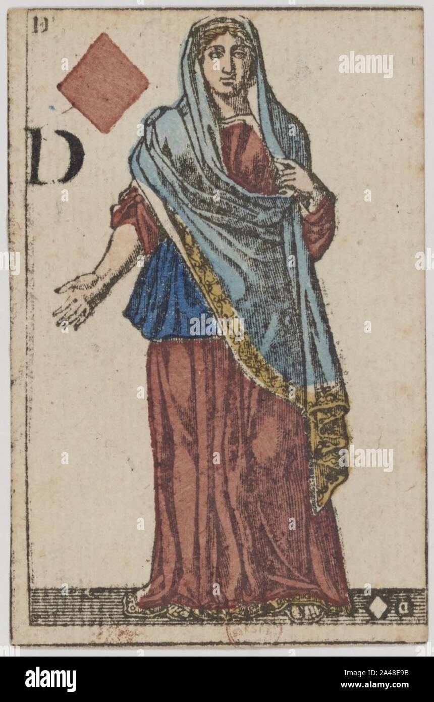 Primo Impero Francese mazzo di carte - 1810 - La regina dei diamanti. Foto Stock