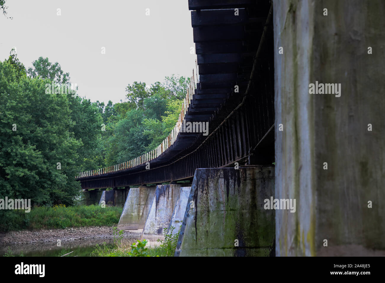 Curva del treno ponte sopra il fiume Wabash Foto Stock