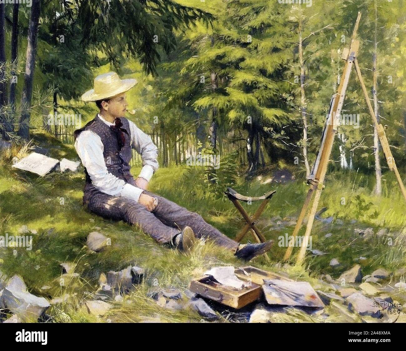 Paul Gustave Fischer - l'artista pittura en plein air. Foto Stock