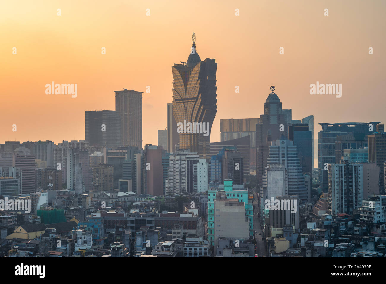 Paesaggio di Macau, Cina dal tramonto Foto Stock