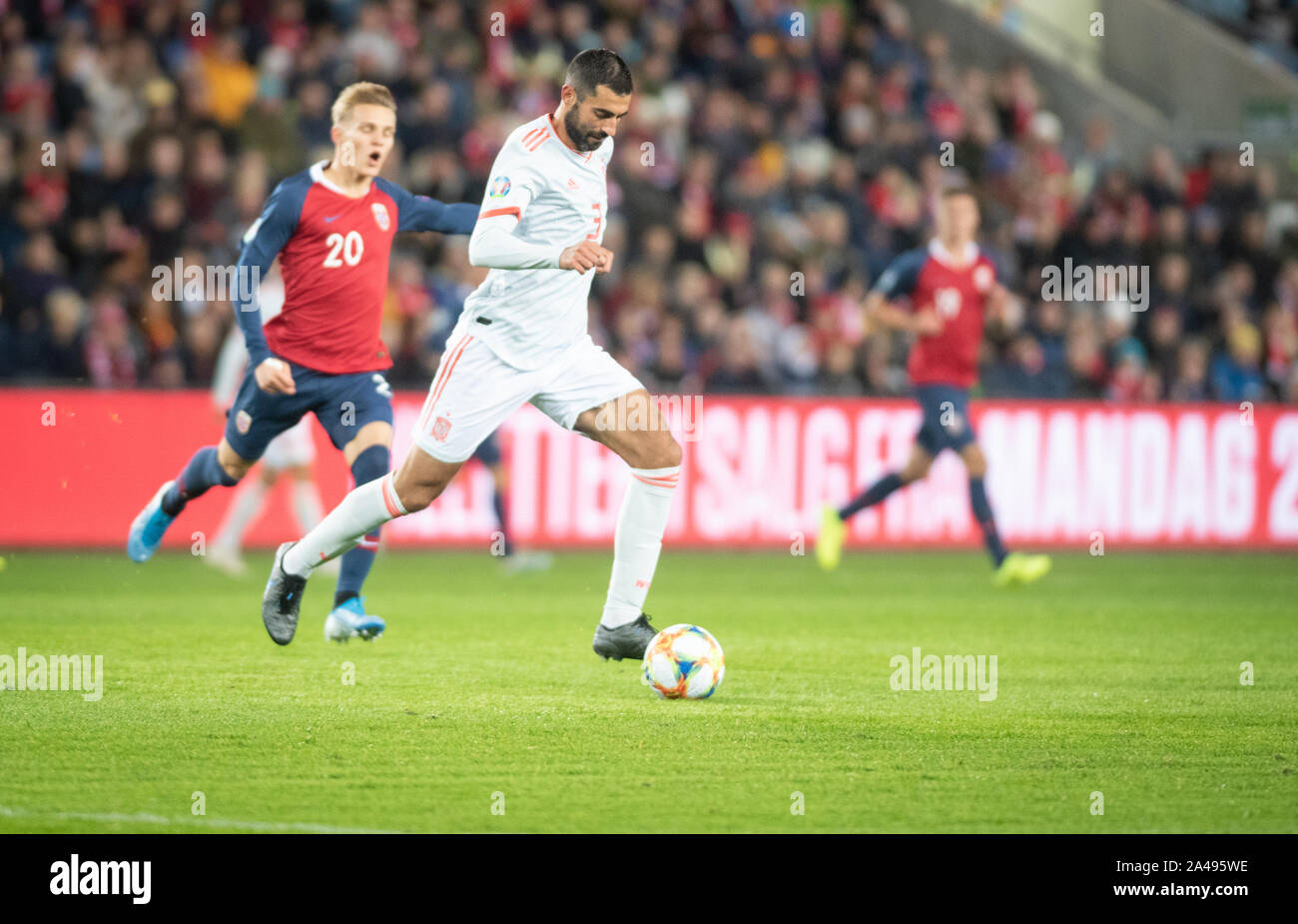 Oslo, Norvegia. Xii oct, 2019. Raul Albiol (3) della Spagna visto durante l'EURO 2020 qualifier match tra la Norvegia e la Spagna a Ullevaal Stadion di Oslo. (Photo credit: Gonzales foto/Alamy Live News Foto Stock