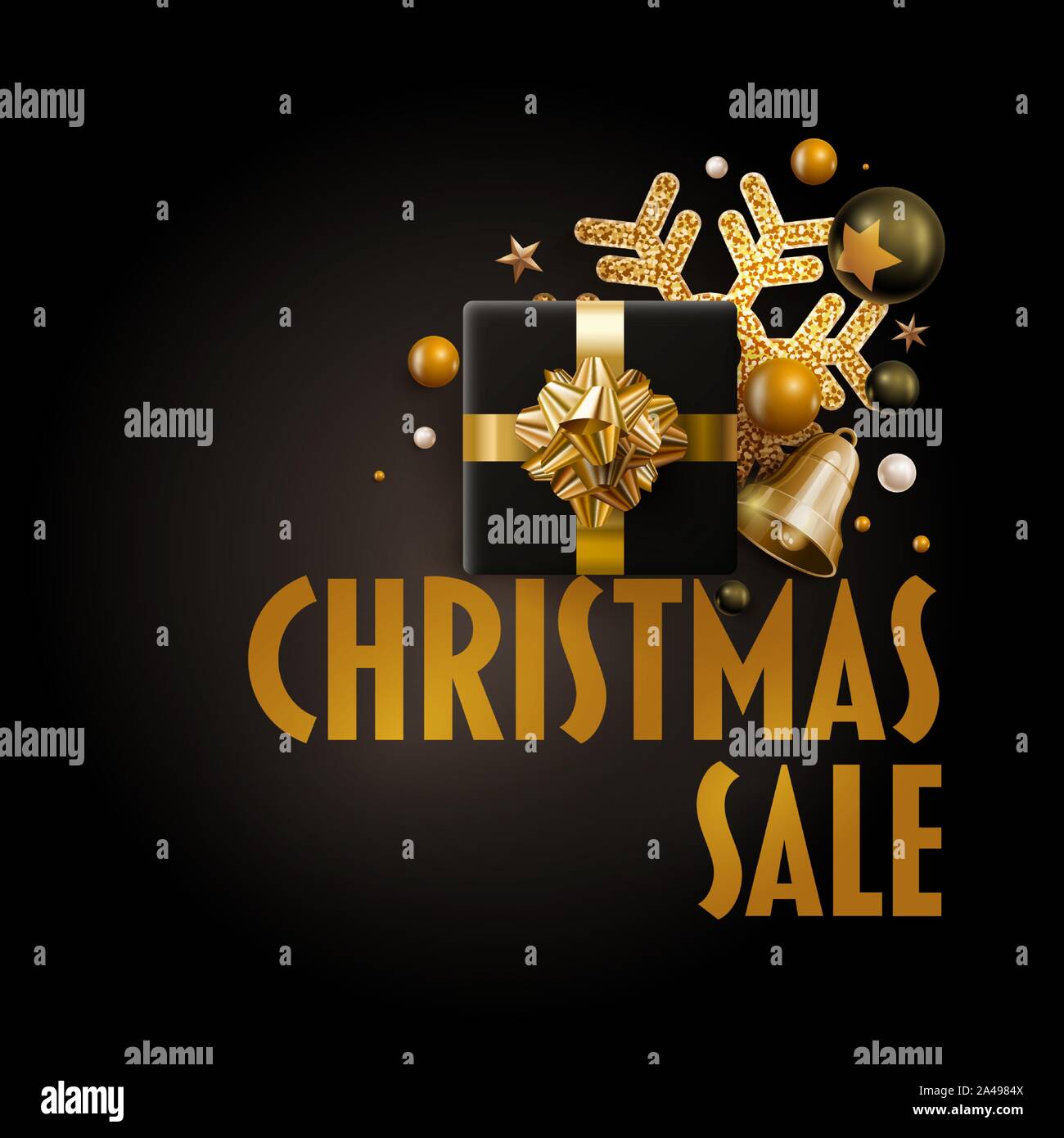 Vendita Chrstmas graphic design modello. Illustrazione Vettoriale. Gli elementi sono stratificati separatamente in file vettoriale. Illustrazione Vettoriale
