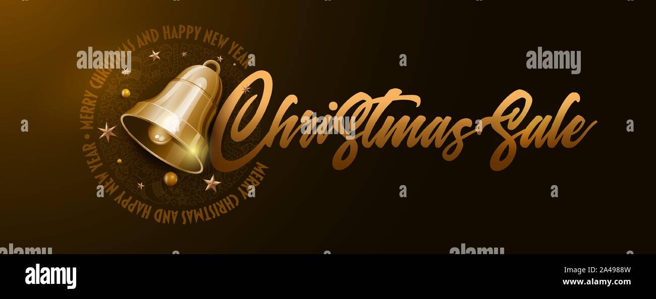 Chrstmas vendita poster Design modello. Illustrazione Vettoriale. Gli elementi sono stratificati separatamente in file vettoriale. Illustrazione Vettoriale