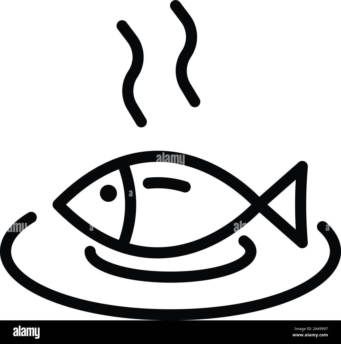 Hot pesce cucinato, l'icona di stile di contorno Illustrazione Vettoriale