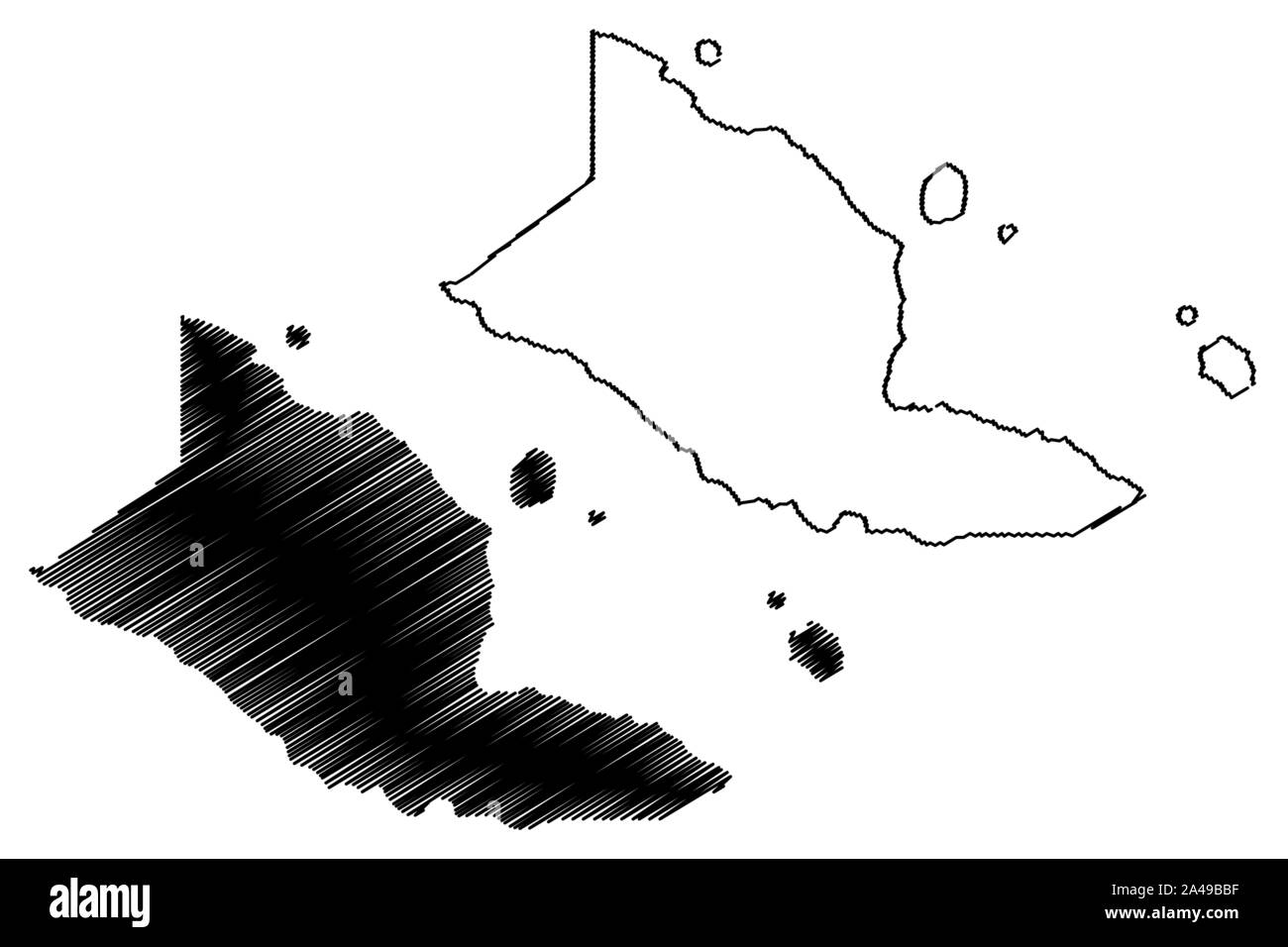 Madang provincia (Stato Indipendente di Papua Nuova Guinea, PNG, Province di Papua Nuova Guinea) mappa illustrazione vettoriale, scribble schizzo Madang mappa Illustrazione Vettoriale