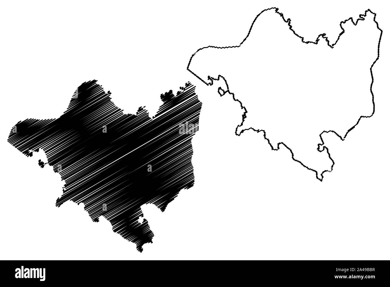 Capitale nazionale della provincia (Stato Indipendente di Papua Nuova Guinea, PNG, Province di Papua Nuova Guinea) mappa illustrazione vettoriale, scribble sketc Illustrazione Vettoriale