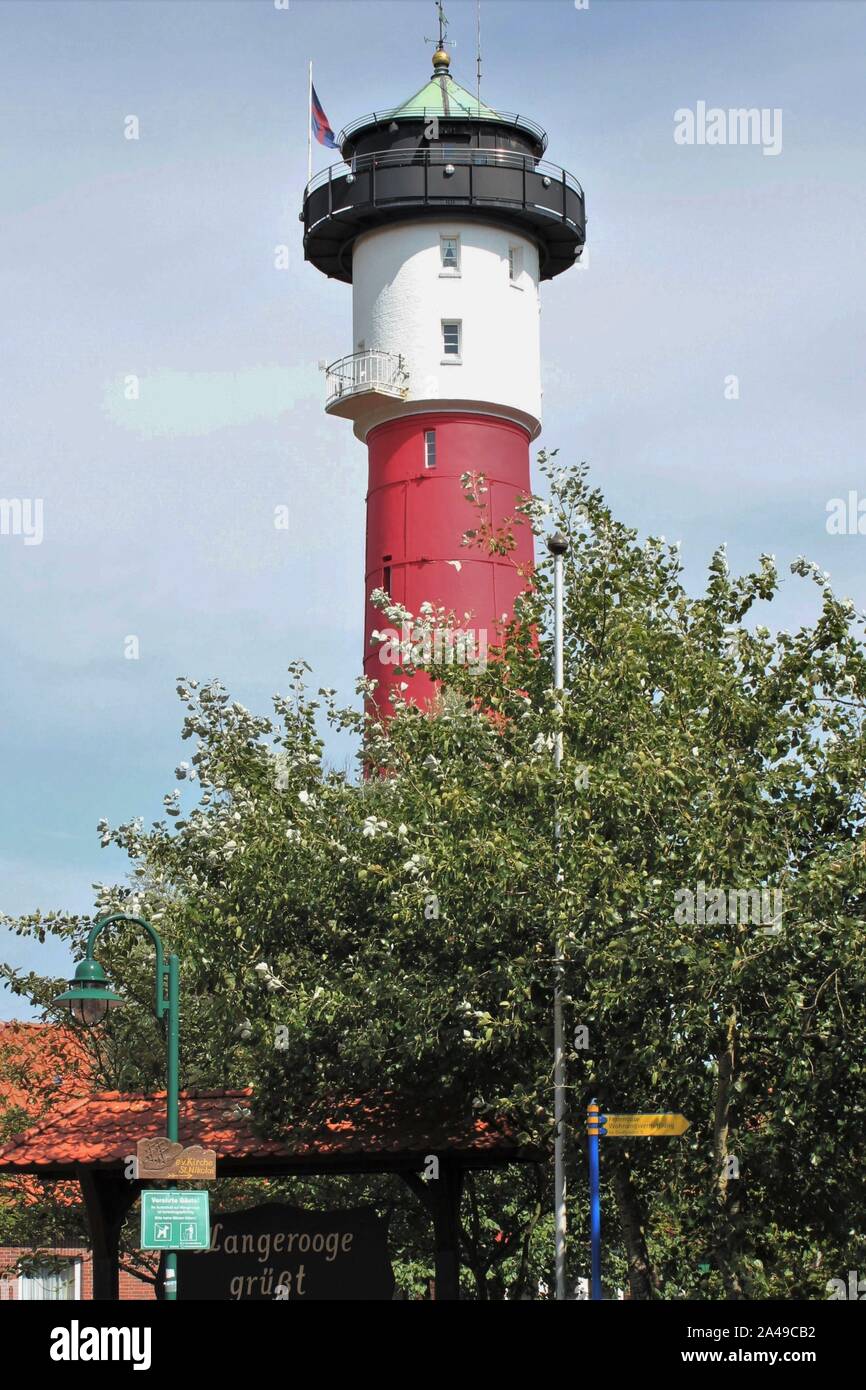 Vecchio faro sull isola di Wangerooge, Germania Foto Stock