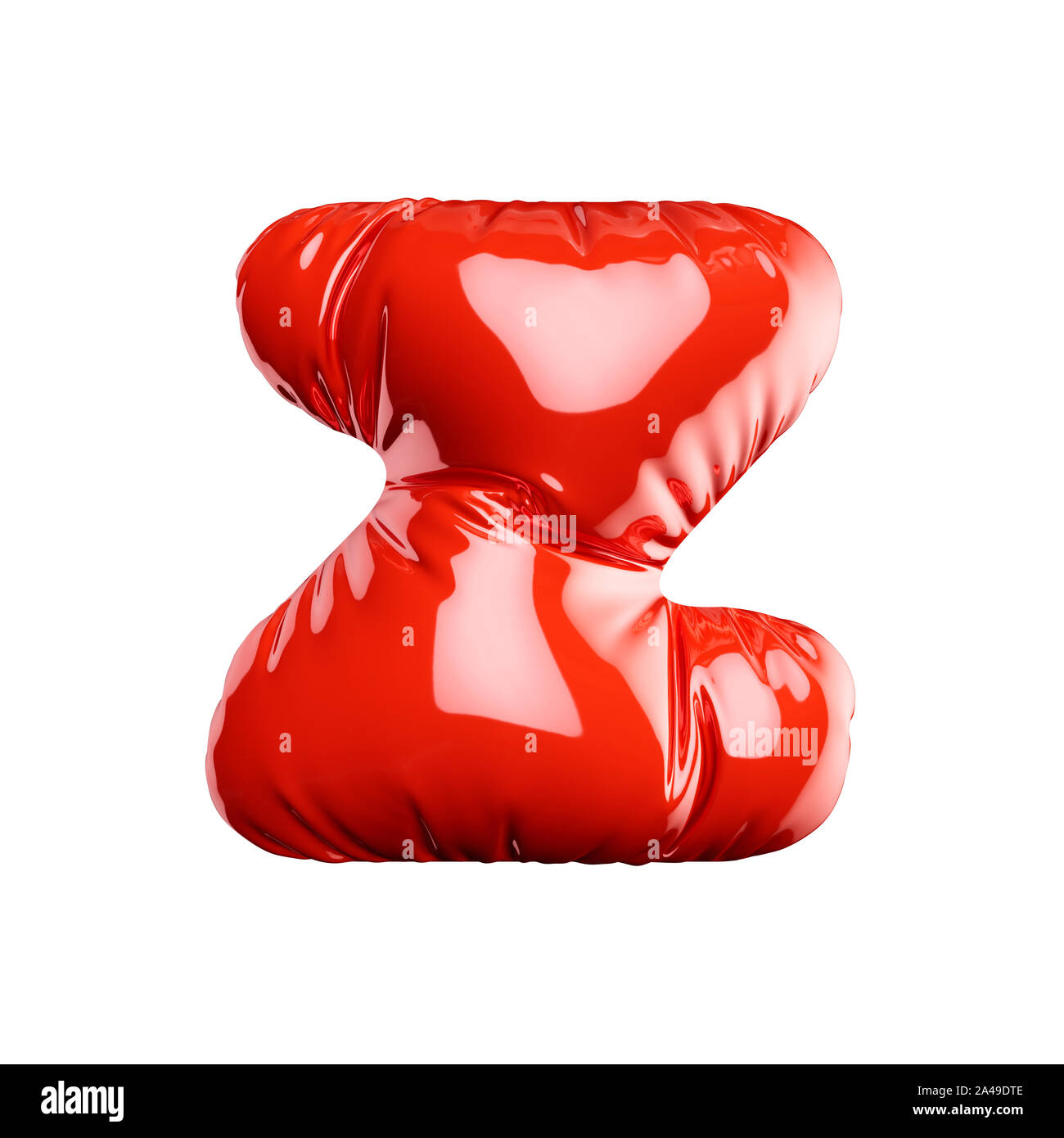 Alfabeto inglese palloncino rosso lettera testo font carattere Z su sfondo bianco. Vacanze e concetto di istruzione. 3D rendering immagine Foto Stock