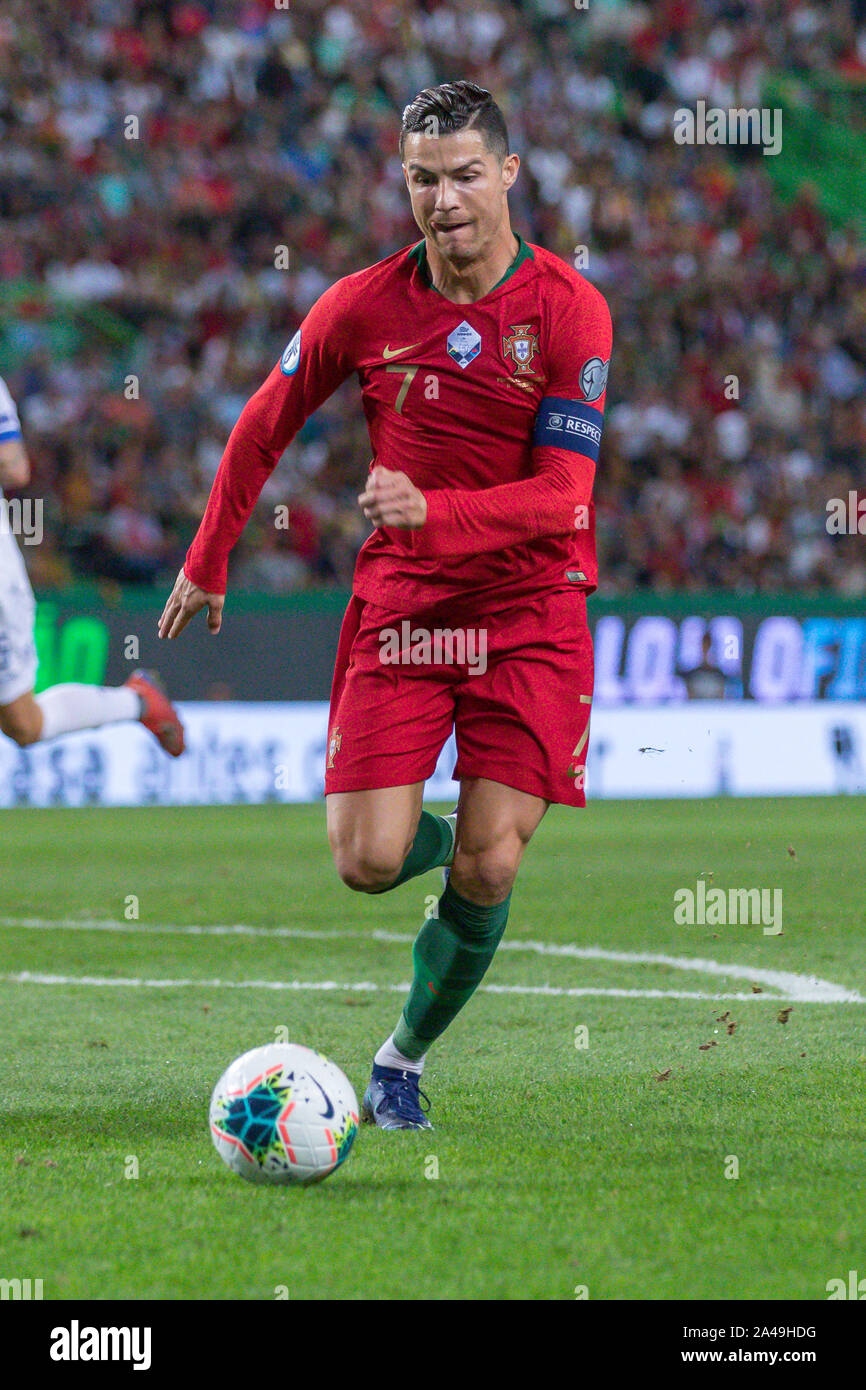Ottobre 11, 2019. Lisbona, Portogallo. Il Portogallo e la Juventus in avanti Cristiano Ronaldo (7) durante il Campionato Europeo 2020 turno di qualificazione tra il Portogallo e il Lussemburgo © Alexandre de Sousa/Alamy Live News Foto Stock