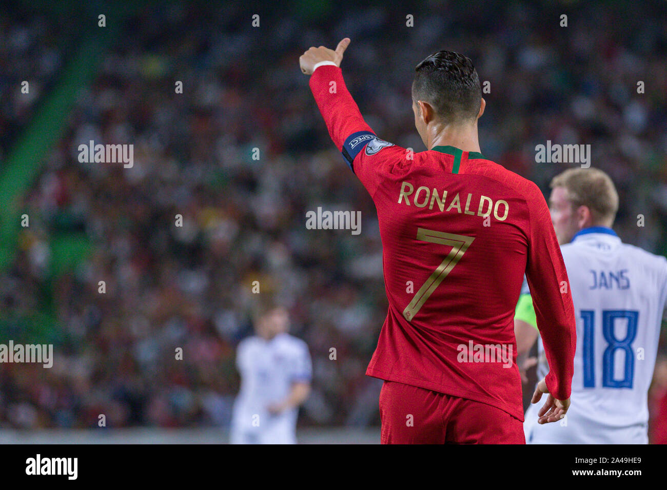 Ottobre 11, 2019. Lisbona, Portogallo. Il Portogallo e la Juventus in avanti Cristiano Ronaldo (7) durante il Campionato Europeo 2020 turno di qualificazione tra il Portogallo e il Lussemburgo © Alexandre de Sousa/Alamy Live News Foto Stock