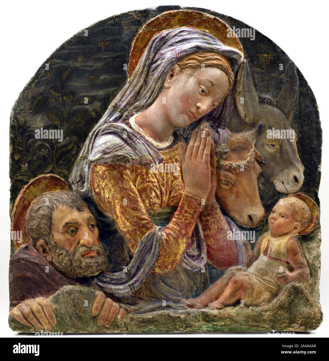 Madonna col Bambino di Donatello 1386-1466 ( Donato di Niccolò di Betto Bardi 1386 – 1466) scultore rinascimentale Firenze. Italia Italiano Foto Stock