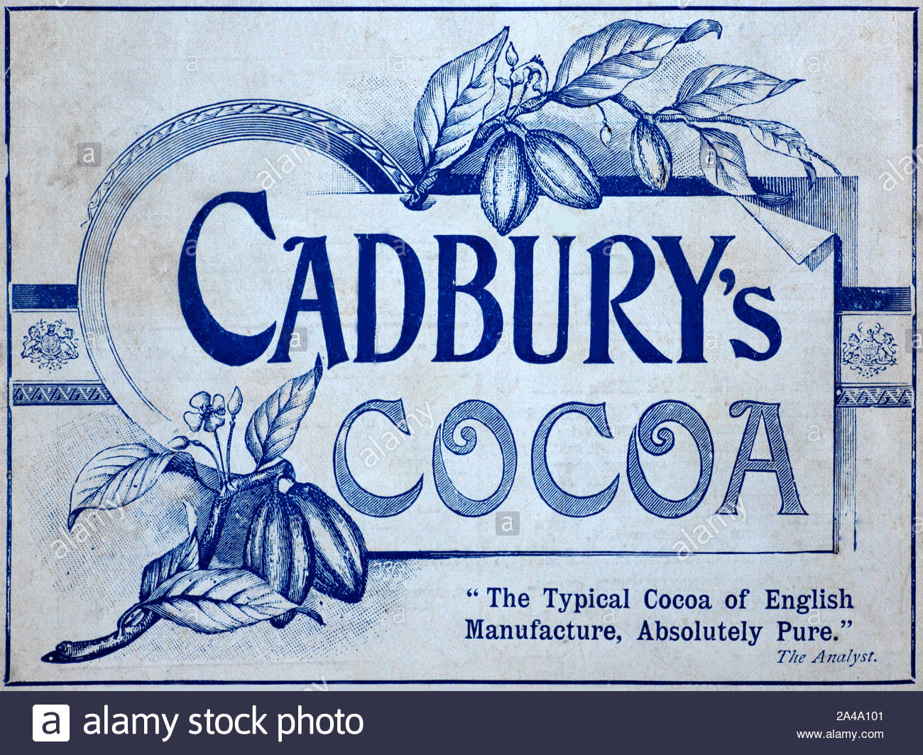 Era Vittoriana, Cadbury's cacao, pubblicità d'epoca dal 1895 Foto Stock