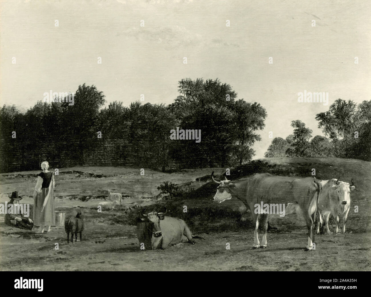 Pastorella con cattles, dipinto da un artista olandese Job Adriaenszoon Berckheyde, 1930s Foto Stock