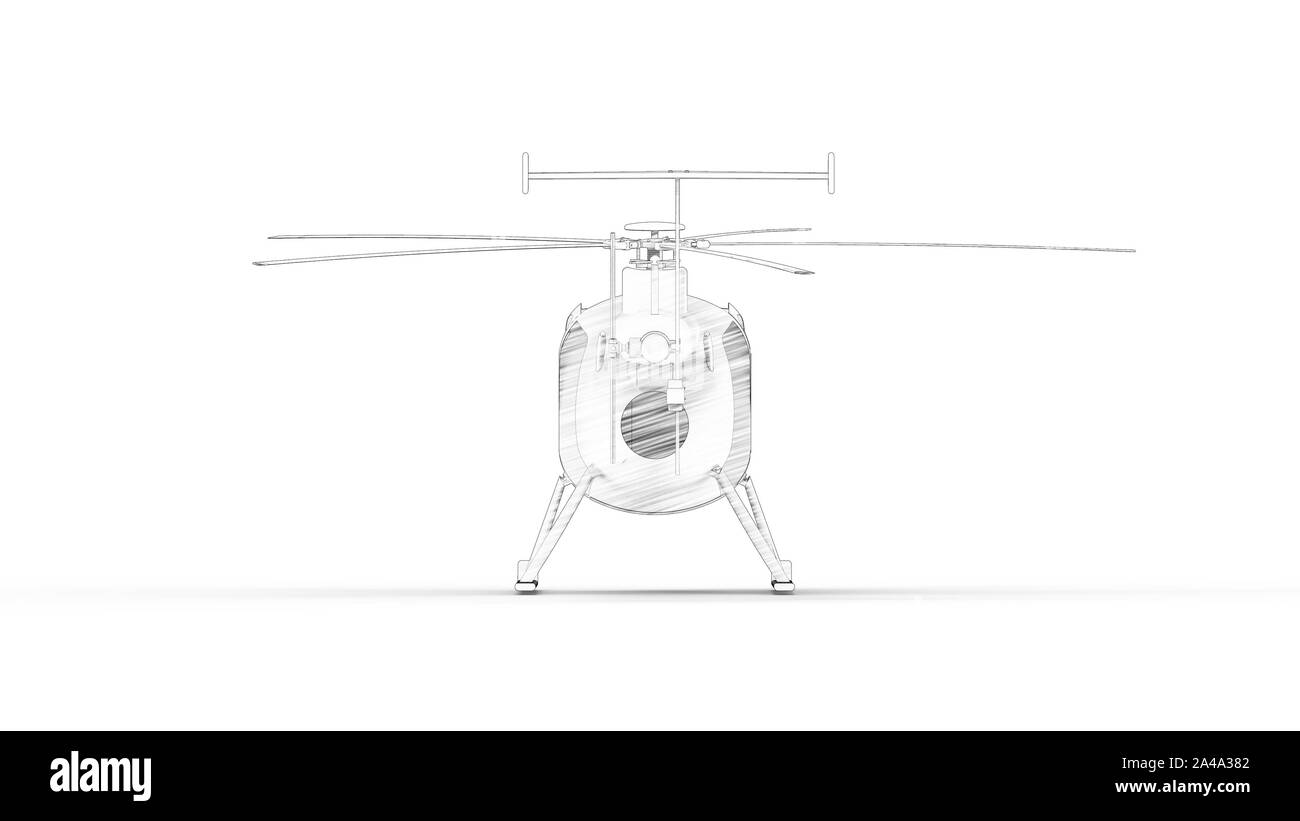 3D rendering di un piccolo elicottero isolato in uno sfondo bianco Foto Stock