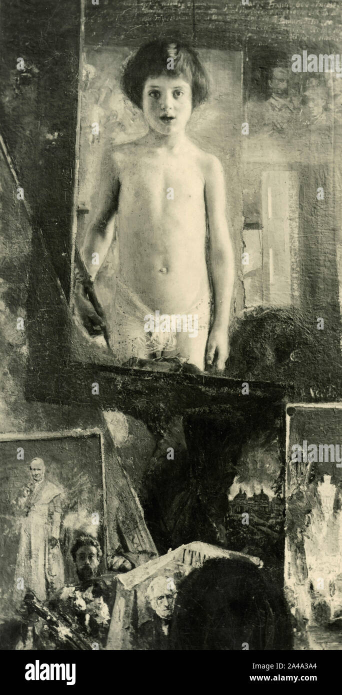 La verità, dipinto da un artista italiano Antonio Mancini, 1930s Foto Stock