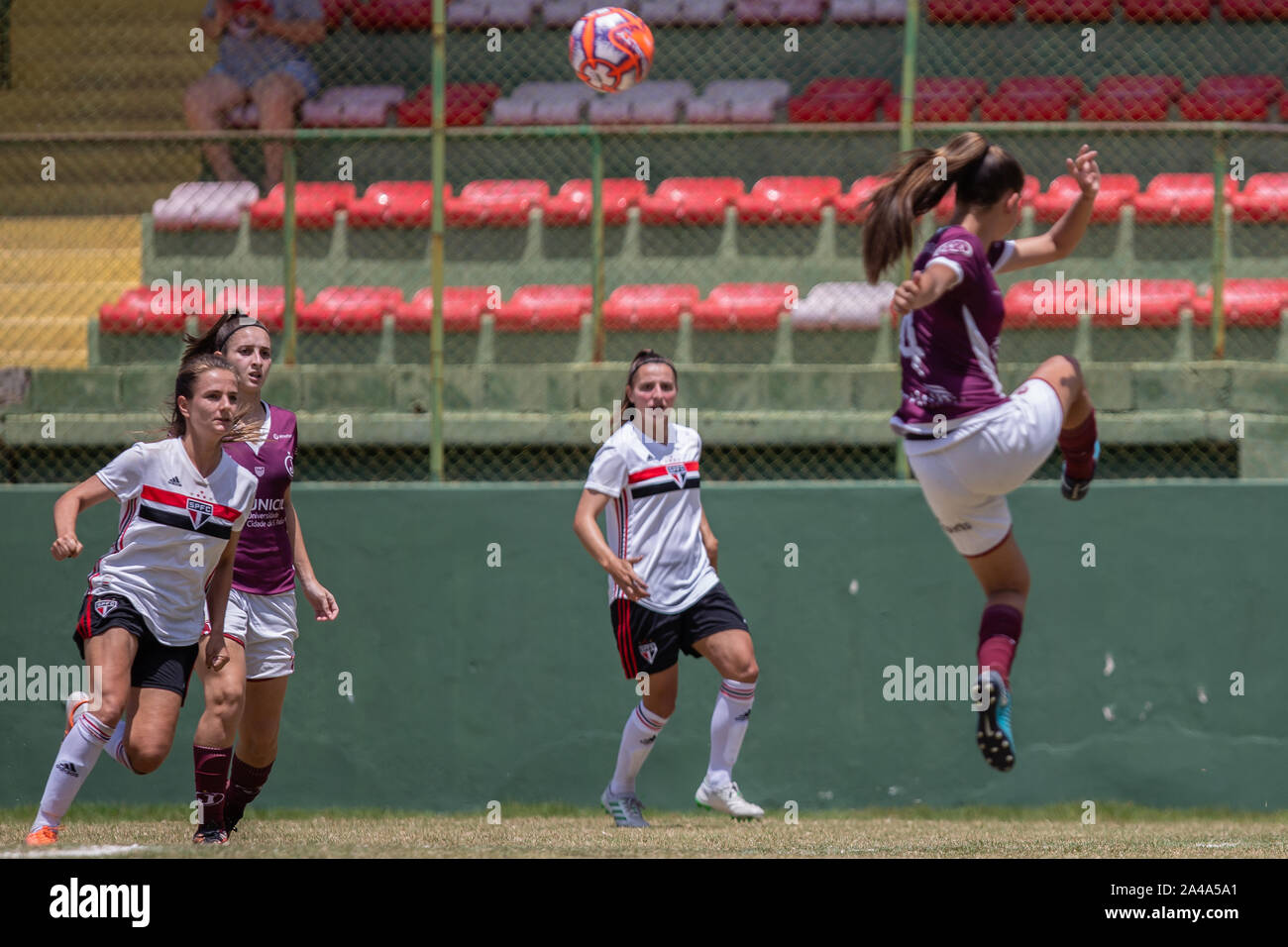 Sao Paulo, Brasile. Xii oct, 2019. VINHEDO, SP - 12.10.2019: SÃO PAULO X JUVENTUS - Sao Paulo battere la Juventus team 4-1 per la prima partita della Copa Paulista Donna Autunno, ll, la partita si è svolta questa mattina di sabato, agosto 12, 2019, Vinhedo, Sao Paulo. Credito: Foto Arena LTDA/Alamy Live News Foto Stock