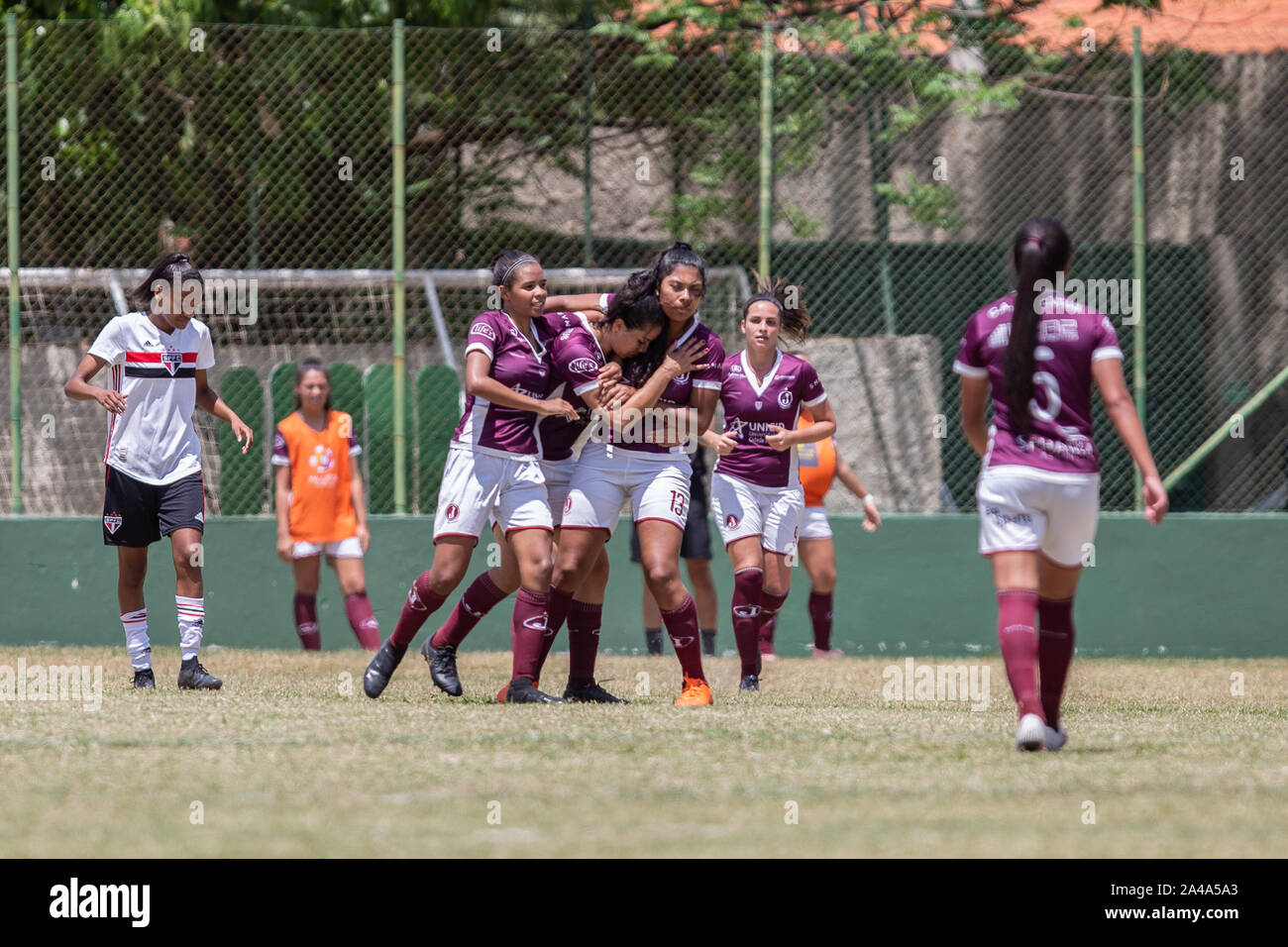 Sao Paulo, Brasile. Xii oct, 2019. VINHEDO, SP - 12.10.2019: SÃO PAULO X JUVENTUS - Sao Paulo battere la Juventus team 4-1 per la prima partita della Copa Paulista Donna Autunno, ll, la partita si è svolta questa mattina di sabato, agosto 12, 2019, Vinhedo, Sao Paulo. Credito: Foto Arena LTDA/Alamy Live News Foto Stock