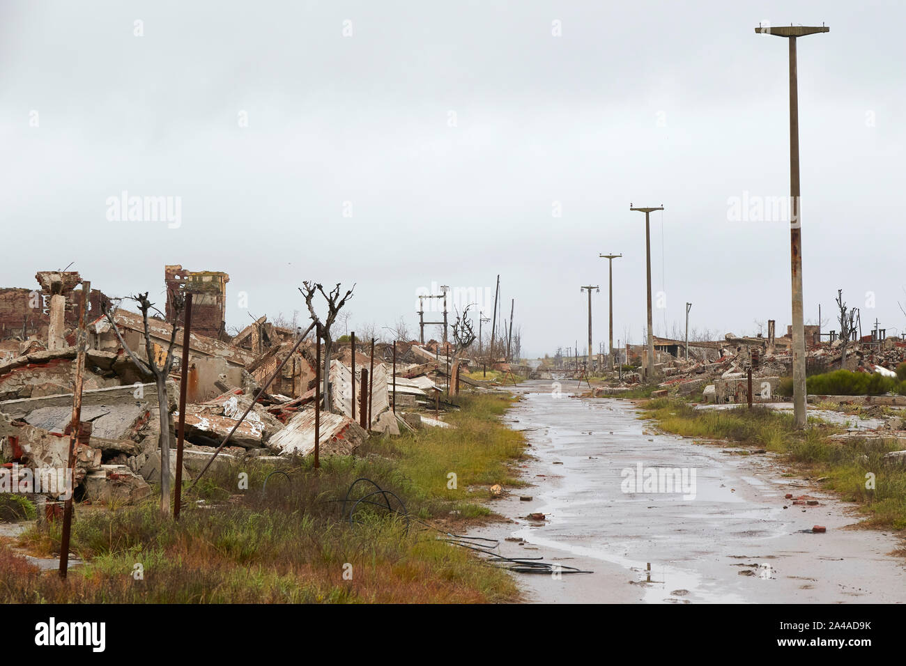 Il paesaggio apocalittico di Epecuen, una volta che una città turistica, provincia di Buenos Aires, Argentina. Foto Stock