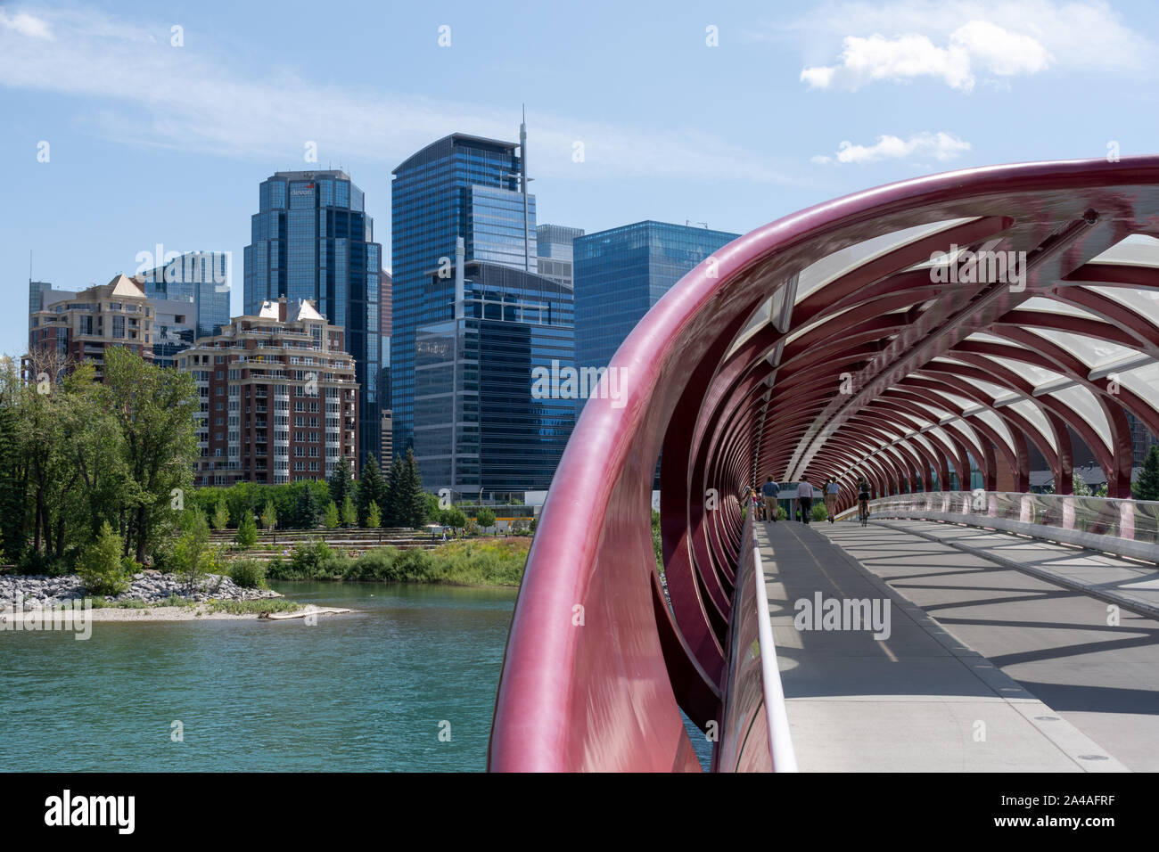 Calgary, Canada - 31 Luglio 2019: vista sul ponte di pace Foto Stock