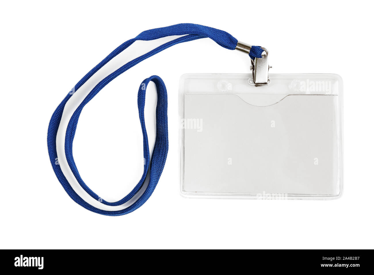 Identificazione distintivo bianco in plastica vuota id card isolato con tracciato di ritaglio Foto Stock