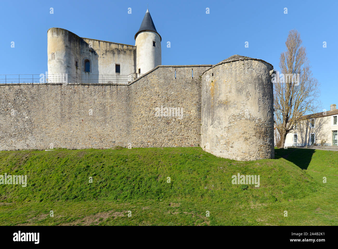 Il castello medievale di Noirmoutier en l'Ile nella regione Pays de la Loire in Francia occidentale Foto Stock