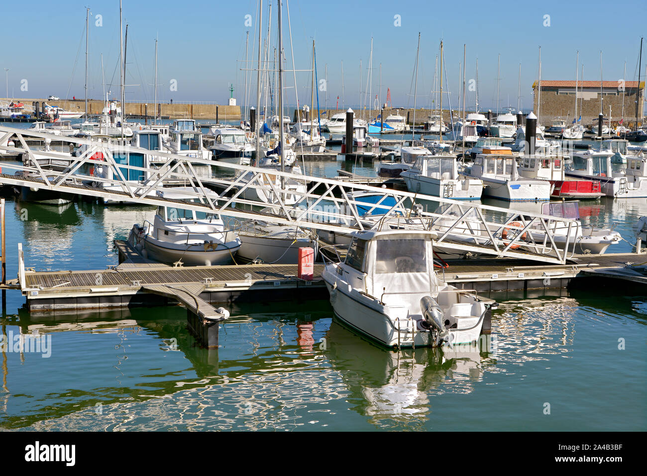 Porto di l'Herbaudière sull isola di Noirmoutier en l'île nel dipartimento della Vandea nella regione Pays de la Loire in Francia occidentale Foto Stock