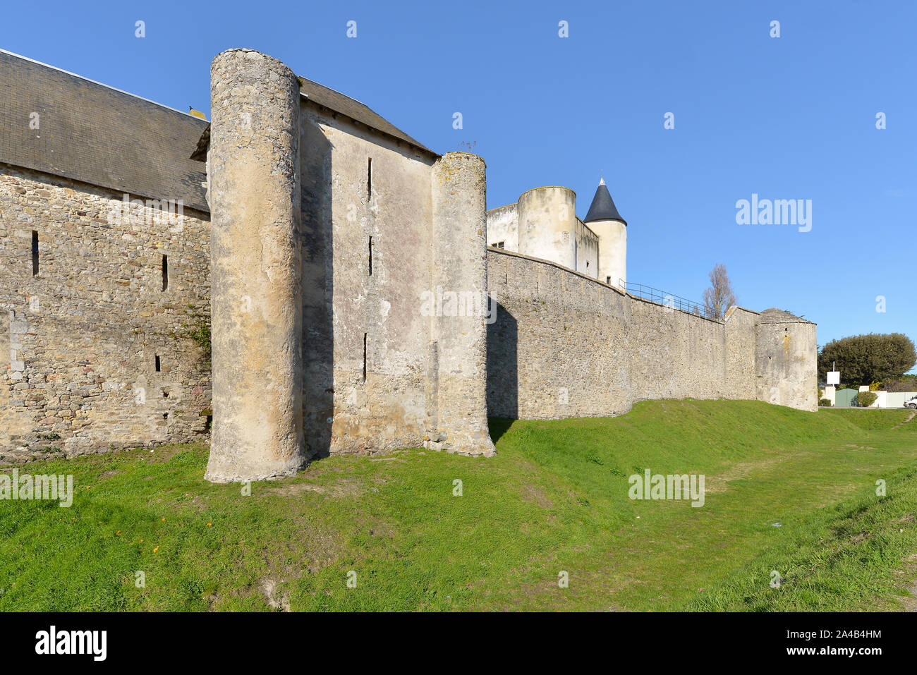 Il castello medievale di Noirmoutier en l'Ile nella regione Pays de la Loire in Francia occidentale Foto Stock