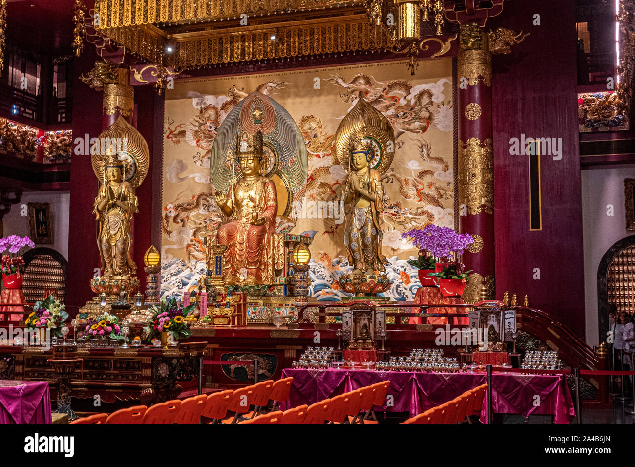 Decorate di un colorato cinese tempio buddista nel quartiere di Chinatown. Singapore Foto Stock
